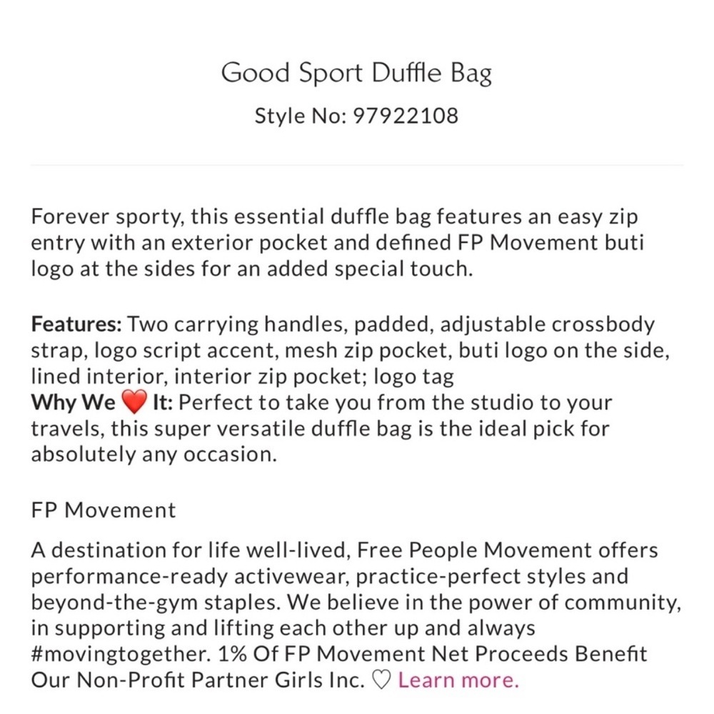 FP Movement Duffel, Black nwt - Picture 6 of 6